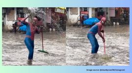 Following heavy rain on the fifth consecutive day, the India Meteorological Department (IMD) issued a red alert for Mumbai, Thane, Palghar, Raigad, and Ratnagiri districts, indicating intense to very intense rainfall spells accompanied by thunderstorms, gusty winds of 40-50 kmph (Image source: @shaddyman98/Instagram)
