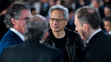 Jensen Huang, Nvidia’s chief executive, at an artificial intelligence summit in Washington, July 23, 2025.