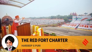Prime Minister Narendra Modi delivering his Independence Day address from the Red Fort on 15th August 2025.