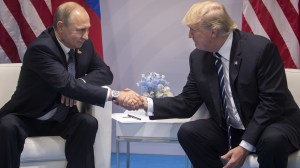 US President Donald Trump meets Russia President Vladimir Putin at the G-20 summit in Hamburg, Germany on July 7, 2017. (The NYT)