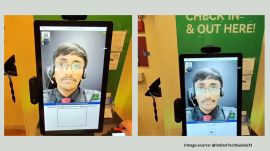 Sharing the video, an X handle @IndianTechGuide wrote, "US hotels are outsourcing their front desk to Indians who checks guests virtually on video call" (Image source: @IndianTechGuide/X)