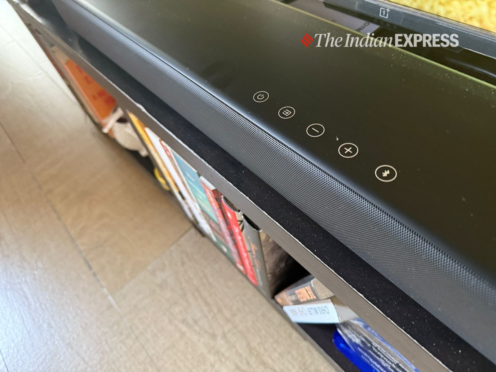 Touch controls on the Sonodyne Sama 5000 let you power up, change modes, and adjust volume with ease. (Image: Nandagopal Rajan/The Indian Express)