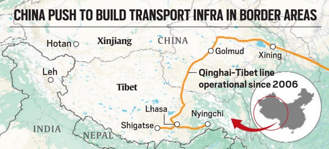 China push to build transport infra in border areas.