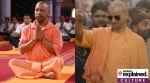 Yogi Adityanath (left) and Anant V Joshi playing the character of Yogi in 'Ajey'. (Express Photo/Screengrab from YouTube),
