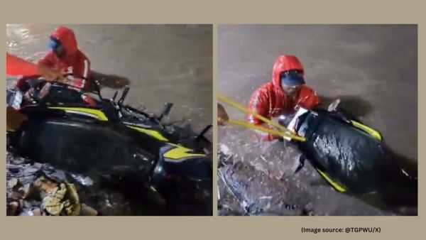 In the viral video, a man can be heard offering a pipe. “Take this pipe, tie it to the vehicle, and we will pull you out.”