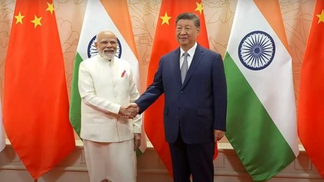 Modi and Xi met for about an hour, accompanied by key officials from both sides.
