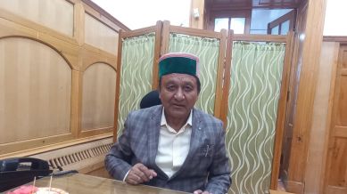 Revenue Minister Jagat Singh Negi sitting in his office at Himachal Vidhan Sabha. Saurabh Parashar