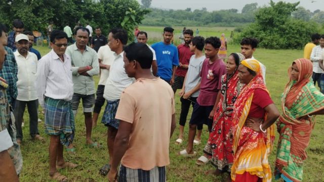  Local gather at the site of the incident