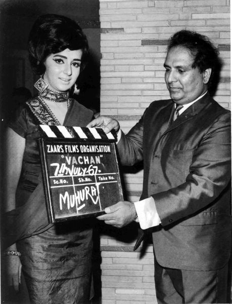 Leading lady Vimi faces the camera at the muhurat of film Vachan. Express archive photo