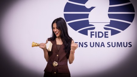 In the last 13 months, Divya Deshmukh has become a world junior champion, helped the Indian women’s team win the Chess Olympiad gold medal and now finally claimed a World Cup gold, while also becoming a grandmaster. (Photo credit: Anna Shtourman/FIDE)