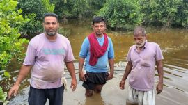 The area suffers from a subsurface waterlogging issue, preventing seepage into the ground.