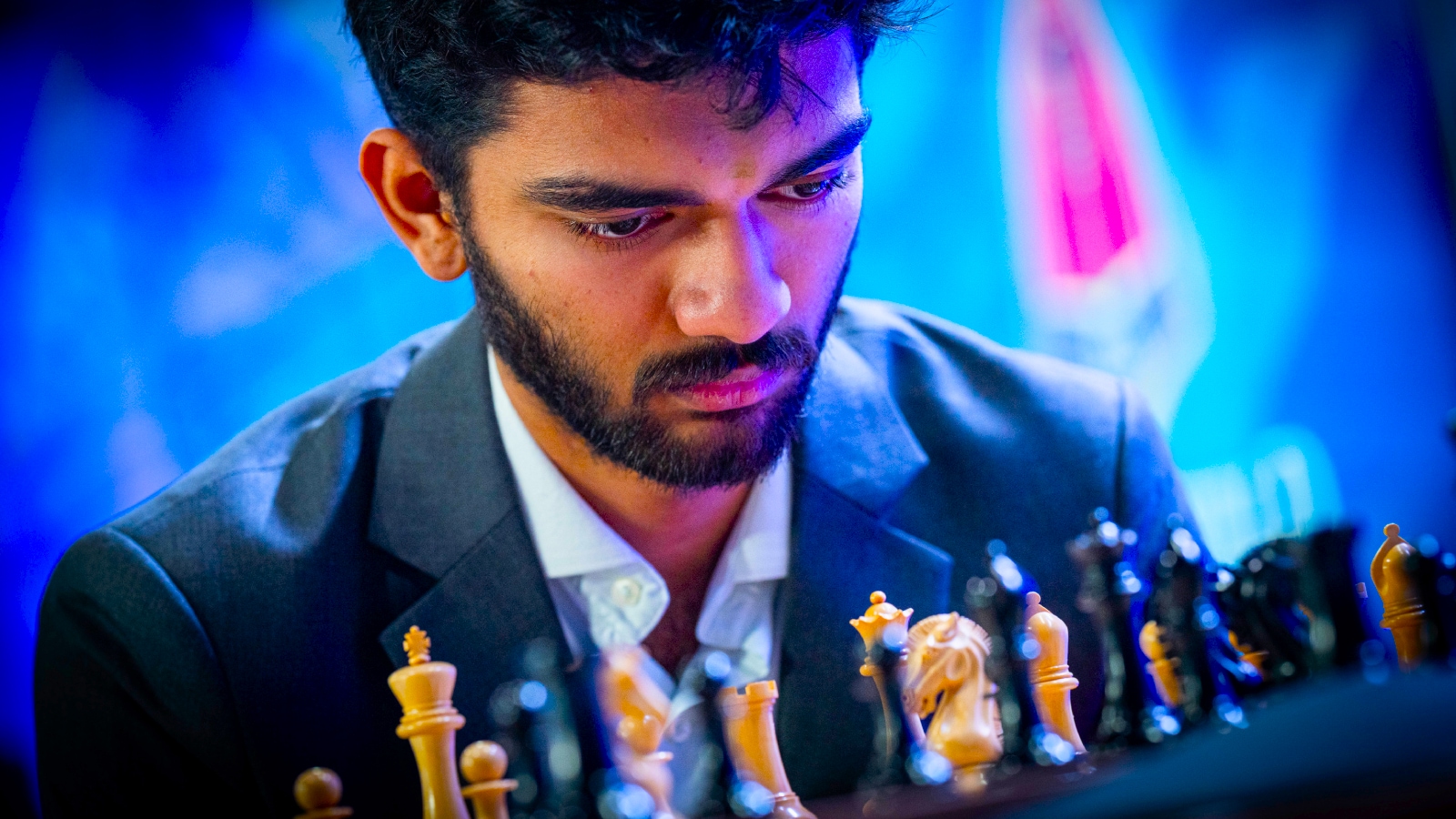 World champion Gukesh Dommaraju during the game against Nodirbek Abdusattorov at the Sinquefield Cup. (PHOTO: Grand Chess Tour via Lennart Ootes)