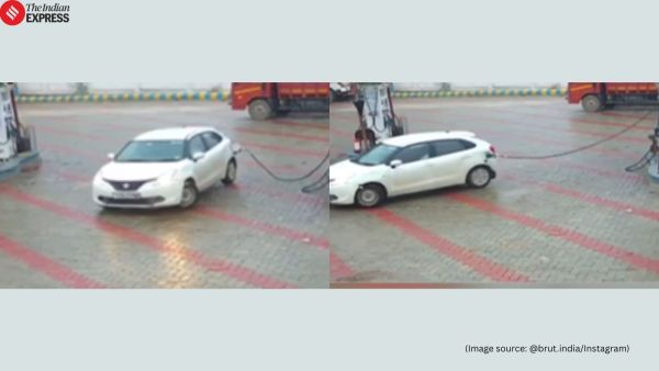 Hathras petro Pump driver runs away with nozzle viral video