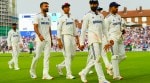 India's players leaves ground as bad light stopped play on day four of the fifth cricket test match between England and India at The Kia Oval in London, Sunday, Aug. 3, 2025. (AP Photo)