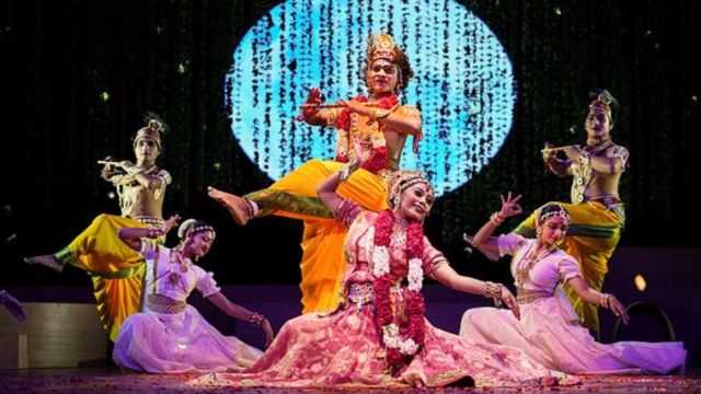 New Delhi: Artistes of Kendra Dance Repertory perform a dance drama depicting the journey of Lord Krishna on the occasion of ‘Janmashtami’ festival, at Kamani Auditorium, in New Delhi, Saturday, Aug. 16, 2025. (PTI Photo/Karma Bhutia) (PTI08_16_2025_000235B)