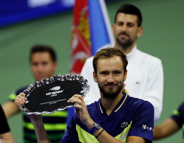 Medvedev stomped Djokovic's Calendar Slam bid in 2021 at the US Open. (Reuters)