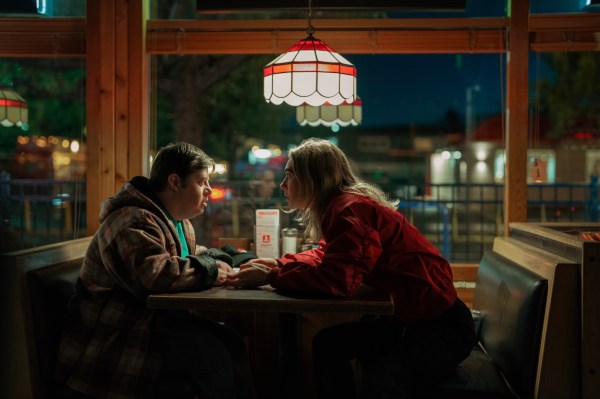 Vanessa Kirby and Zack Gottsagen in a still from Night Always Comes. 