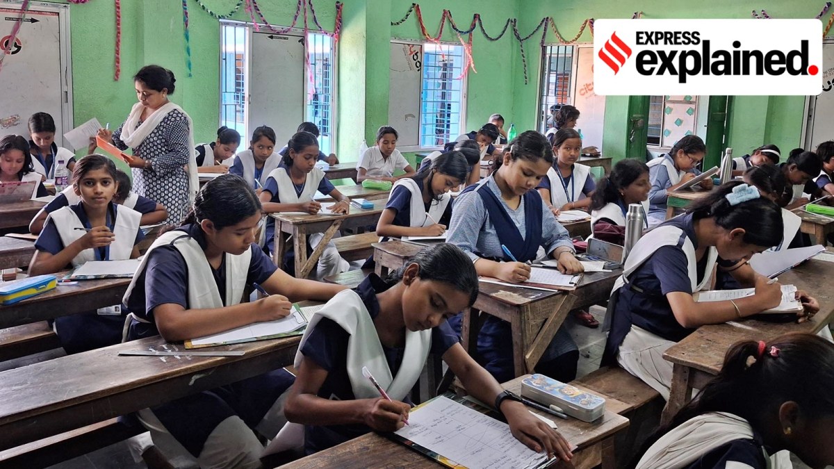 open-book exam: Students taking an exam in their school in South 24 Parganas, West Bengal.