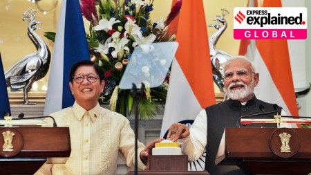 Prime Minister Narendra Modi and Philippines' President Ferdinand R. Marcos Jr. during a joint press statement after their meeting, at the Hyderabad House, in New Delhi, Tuesday, Aug. 5, 2025.