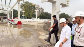 Railway Minister Ashwini Vaishnaw inspecting holding area project at New Delhi railway station (Image: Ministry of Railways)