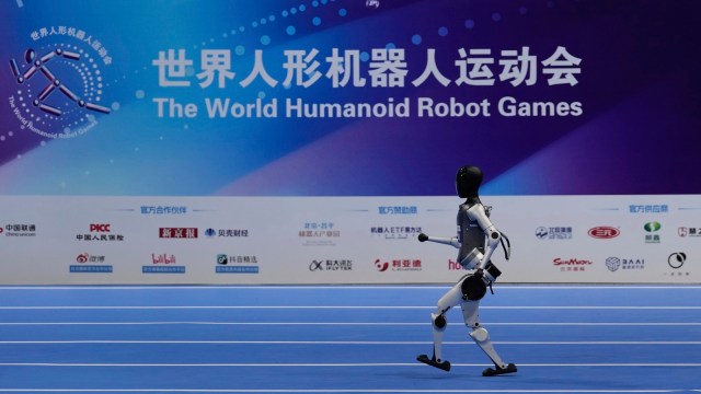 The 3-day event, where the robots fell down a lot and while featuring in running, kickboxing and soccer events — highlighted advancements in robotics and limitations too. (AP Photo)