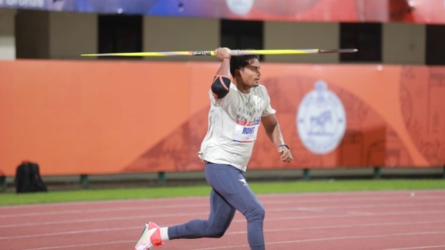 Rohit Yadav earlier this month at the Indian Open World Athletics Continental meet in Bhubaneswar, Rohit finished fourth with an 80.35m throw, giving him confidence. (Express Photo by Pritish Raj)