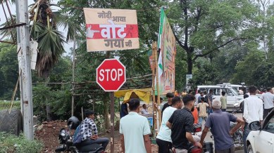 The banners were placed at four spots in Gaya — Gol Bigha, Gandhi Maidan, Sikariya Mod, and Gate Number 5 on Bodh Gaya Road — as the party sought to directly take on the Prime Minister during his Bihar visit.
