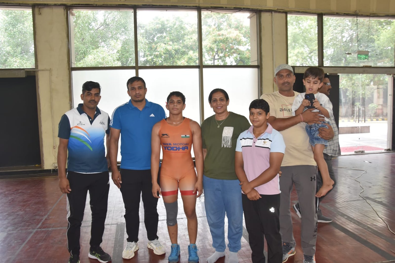 Wrestler Tapasya Gehlawat with coach Kulbir Rana at Yudhvir Akhara in Sonepat.