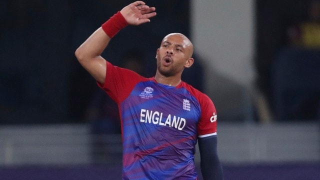 England cricketer Tymal Mills has not displayed the logo in his two appearances in The Hundred so far this season. (AP Photo)