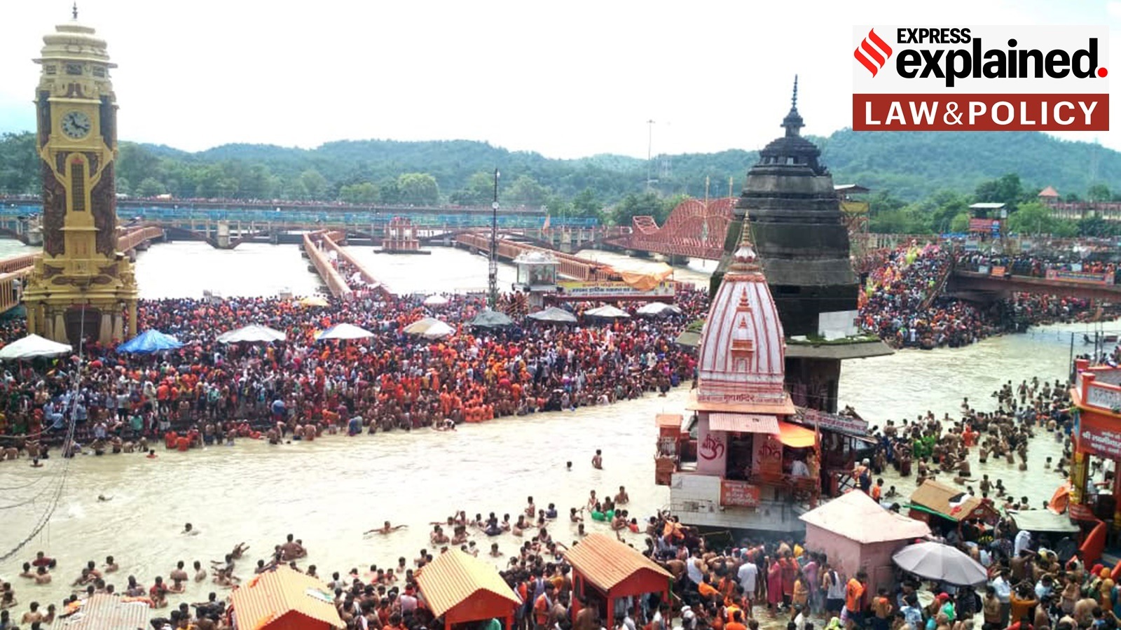 Devotees gather to offer prayers in Haridwar, Uttarakhand.