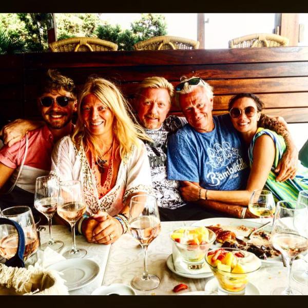 Boris Becker with Bjorn Borg's family in Ibiza.
