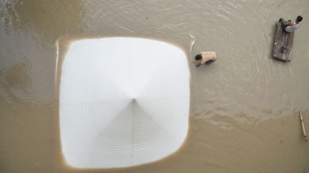 Displaced look for toilets, food, water and shelter