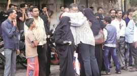 Abdul Wahid Din Mohammed Shaikh outside Arthur Road jail. (Express Photo by Ganesh Shirsekar)