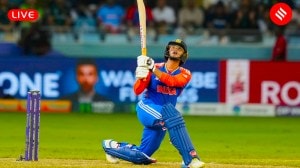 India vs Pakistan Asia Cup 2025 today match Live Cricket Score: India's Abhishek Sharma hits a six during the Asia Cup cricket match between India and Pakistan at Dubai International Cricket Stadium on Sunday. (Photo: AP )