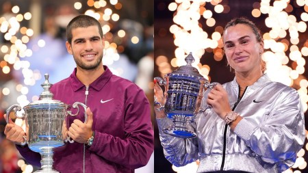 L-R: US Open 2025 men's singles winner Carlos Alcaraz and women's singles winner Aryna Sabalenka. (Photo: AP)