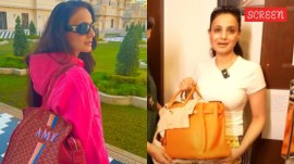 Ameesha Patel poses with designer handbag from her luxury collection