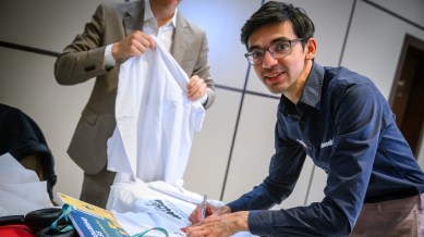 Anish Giri after winning FIDE Grand Swiss event. (FIDE/Michal Walusza)
