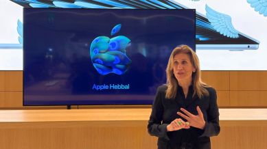 Apple VP Wendy Beckman talking about the company’s vision at Apple Hebbal store in Bengaluru. (Image: Bijin Jose/The Indian Express)