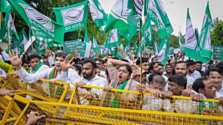 BJD leaders protest