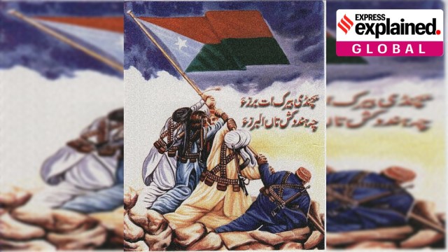 A BLA poster with the flag of Balochistan. (Wikimedia Commons)