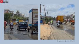 Bengaluru repaired road crumbles in 48 hours