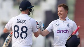 England's Harry Brook and Ollie Pope. (Photo: ECB/X)