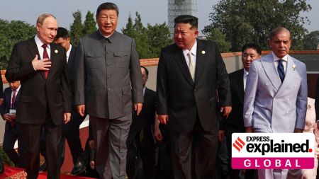 Xi Jinping World War 2 speech: Russian President Vladimir Putin, Chinese President Xi Jinping, North Korean Supreme Leader Kim Jong Un and Pakistani Prime Minister Shehbaz Sharif in Beijing, China.