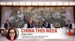 US Representative Adam Smith, center left, and Shanghai Mayor Gong Zheng, center right, attend a meeting at the Shanghai's municipal government in Shanghai, China, Thursday, Sept.25, 2025. (