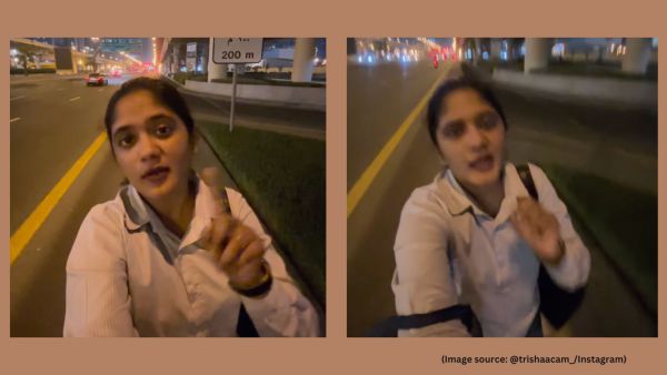 Sharing the video, Raj wrote, "Growing up as a girl in India, I always felt restricted, especially when it came to going out at night. We needed our brothers or guy friends just to feel safe. But in Dubai, things are so different" (Image source: @trishaacam_/Instagram)