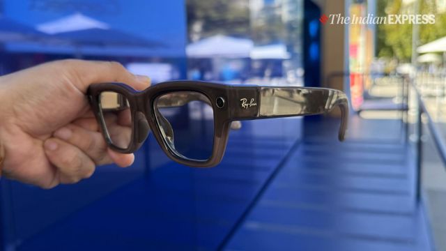 Meta’s Ray-Ban smart glasses, powered by Qualcomm’s Snapdragon AR1 chip, hint at a future where wearables play a central role in how we interact with AI. (Image: Anuj Bhatia/The Indian Express)
