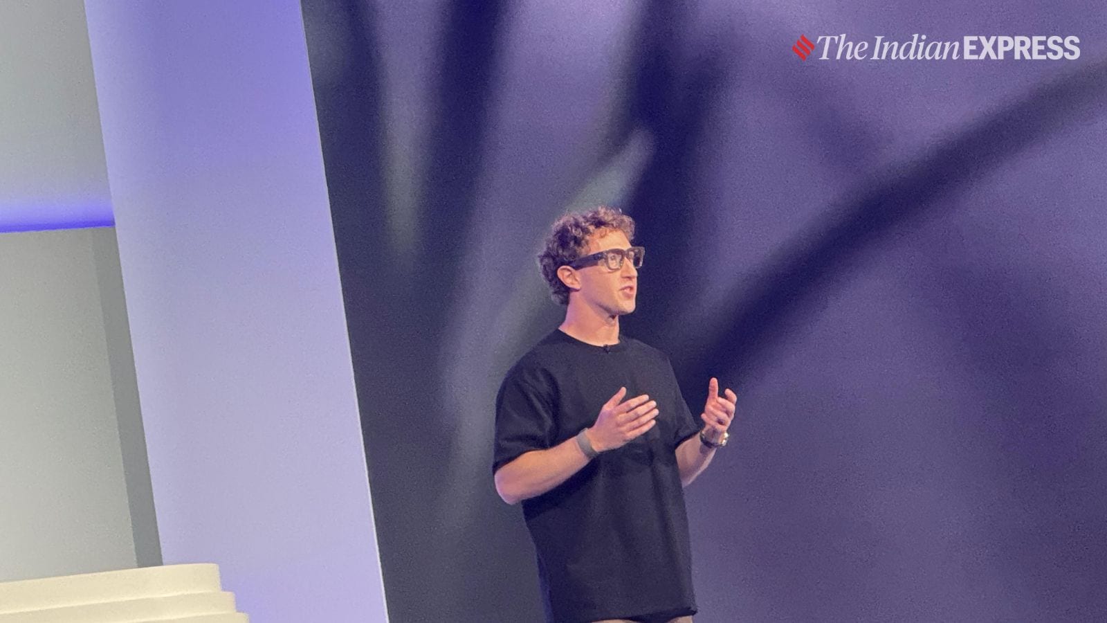 Meta CEO Mark Zuckerberg speaks about the evolving role of smart glasses. (Image: Anuj Bhatia/The Indian Express)