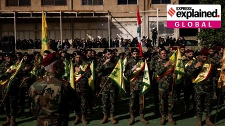 Members of Hezbollah at the funeral of a comrade and his family, who were killed in an Israeli airstrike, in Bint Jbeil, Lebanon, July 16, 2024. (Diego Ibarra Sanchez/The New York Times)