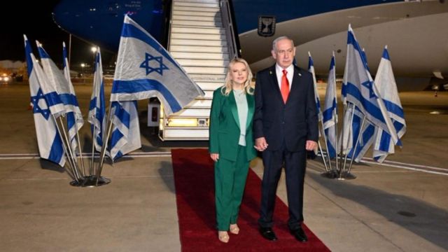 Israeli PM Benjamin Netanyahu, this morning at Ben-Gurion International Airport, prior to departing on a diplomatic visit to the US, where he will address the UN General Assembly and meet with US President Donald Trump (Photo/X@IsraeliPM)
