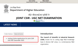 JOINT-UGC CSIR NET Exam December 2025- Notification out at